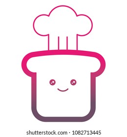 kawaii slice bread with hat happy cartoon