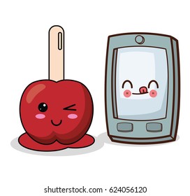 kawaii smartphone and candy apple image