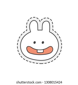 Kawaii smile bunny. Cute hand drawn colored vector. editable stroke.