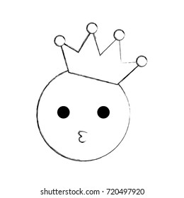 kawaii smile kissing crown happy cartoon