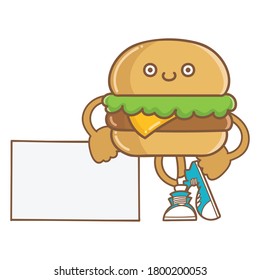kawaii smiling cheese hamburger icon cartoon isolated on white background