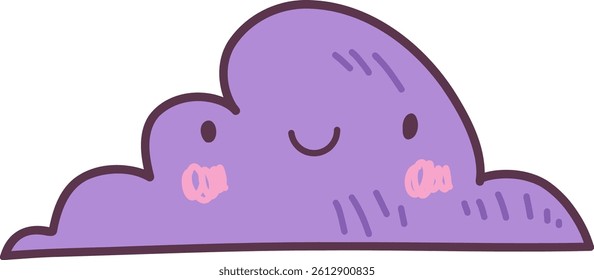 Kawaii smiling cloud on transparent background. Good for scrapbooking, prints, patterns, children posters.