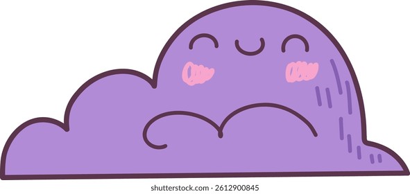 Kawaii smiling cloud on transparent background. Good for scrapbooking, prints, patterns, children posters.