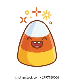 kawaii smiling halloween candy corn candy cartoon isolated on white background