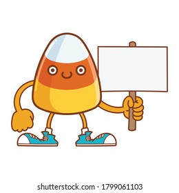 kawaii smiling halloween candy corn cartoon illustration isolated on white background