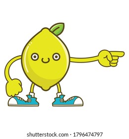 kawaii smiling lemon fruit with sneakers cartoon isolated on white background