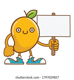 kawaii smiling mango fruit with sneakers cartoon isolated on white background