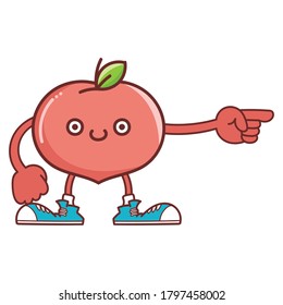 kawaii smiling peach fruit with sneakers cartoon isolated on white background