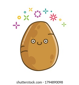 kawaii smiling potato cartoon illustration isolated on white background