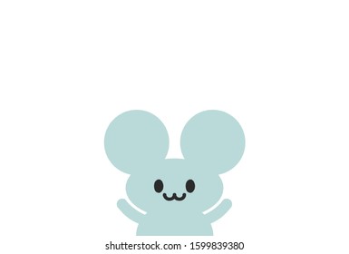 Kawaii Smiling Rat Vector illustration - 
 Simple & stylish design good for pop,label,banner, DM.  The year of the rat , the twelve zodiac signs in Chinese astrology concept. -White Background ver.