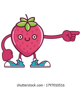 kawaii smiling strawberry fruit with sneakers cartoon isolated on white background