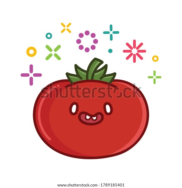 Kawaii Smiling Tomato Cartoon Illustration Isolated Stock Vector Royalty Free 1789185401