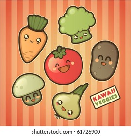 Kawaii smiling vegetables