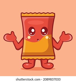 kawaii snack chip character with confused gesture isolated cartoon in flat style