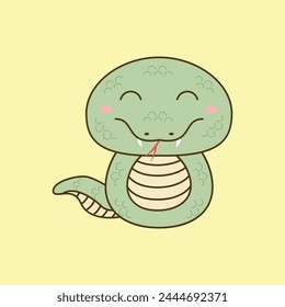 diseño de Ilustración vectorial de serpiente kawaii. Conveniente para la mascota, taza, etiqueta engomada, libro de dibujo, camiseta, etc. Eps 10