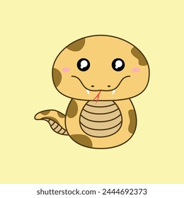 diseño de Ilustración vectorial de serpiente kawaii. Conveniente para la mascota, taza, etiqueta engomada, libro de dibujo, camiseta, etc. Eps 10