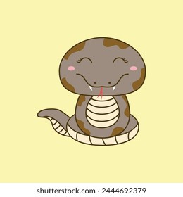 diseño de Ilustración vectorial de serpiente kawaii. Conveniente para la mascota, taza, etiqueta engomada, libro de dibujo, camiseta, etc. Eps 10