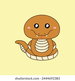 diseño de Ilustración vectorial de serpiente kawaii. Conveniente para la mascota, taza, etiqueta engomada, libro de dibujo, camiseta, etc. Eps 10