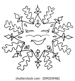 Kawaii snowflake isolated. Hand drawn vector illustration in doodle stile. Suitable for prints, greeting cards and invitations, t-shirt designs, covers and fabrics. 