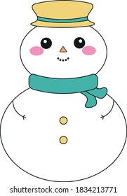 Kawaii Snowman Christmas Happy Smile