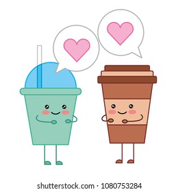 kawaii soda and coffee cups adorable cartoon