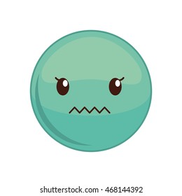 kawaii sphere expression cartoon face icon. Isolated and flat illustration