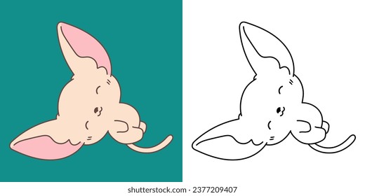 Kawaii Sphynx Kitty for Coloring Page and Illustration. Adorable Clip Art Baby Kitten. Cute Vector Illustration of a Kawaii Baby Pet for Stickers, Prints for Clothes, Baby Shower. 