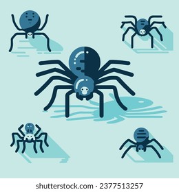 kawaii spider cartoon illustration vector flat design decoration halloween spooky insect october