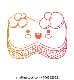 kawaii sponge with bubbles of soap in degraded yellow to magenta silhouette vector illustration