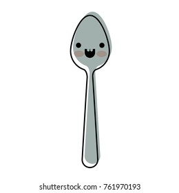 kawaii spoon expression in watercolor silhouette