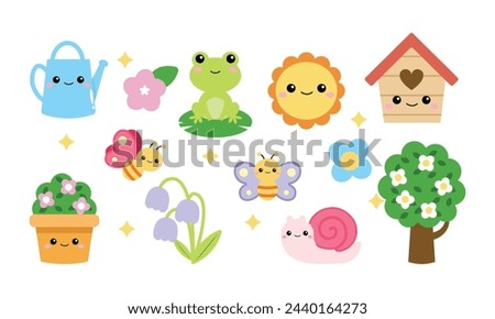 Kawaii spring decoration element set