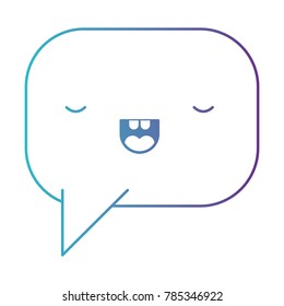 kawaii square dialogue speech and rounded with tail in degraded blue to purple color contour