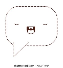 kawaii square dialogue speech and rounded with tail in monochrome dotted silhouette