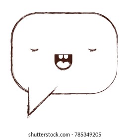 kawaii square dialogue speech and rounded with tail in monochrome blurred silhouette