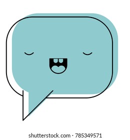 kawaii square dialogue speech and rounded with tail in watercolor silhouette