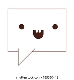 kawaii square dialogue speech with tail in monochrome silhouette