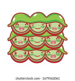 kawaii stack of peas food japanese cartoon vector illustration sushi and rolls