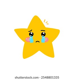 kawaii star. blink eyes expression baby star cartoon illustration. baby emoticon