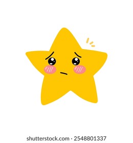 kawaii star. blink eyes expression baby star cartoon illustration. baby emoticon