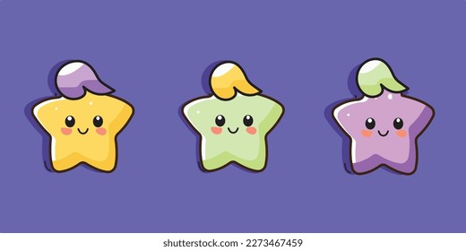 kawaii Star cartoon clipart. Cap on head star .star cartoon character png . Star vector illustration 