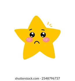 estrela kawaii desenho animado face expressão isolada no fundo branco