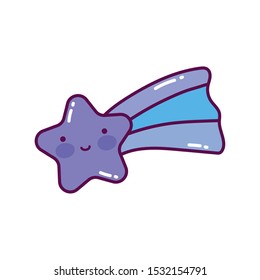 Kawaii star decoration white background. Merry Christmas icon.