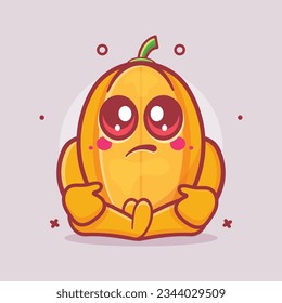 kawaii star fruit character mascot with sad expression isolated cartoon in flat style design 