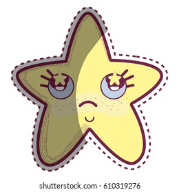 kawaii star thinking with cheeks and stars inside eyes