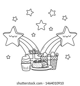 Kawaii stars and happy birthday design