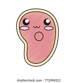 kawaii steak of meat icon 