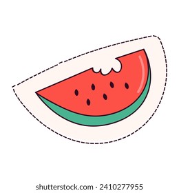 Kawaii sticker of colorful set. Against a clean white background, watermelon adds a tropical touch to any design, making it perfect for summer-themed projects. Vector illustration.