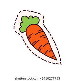 Kawaii sticker of colorful set. This sticker-style carrot illustration on a clean white background is perfect for adding a fresh and playful touch to your designs. Vector illustration.