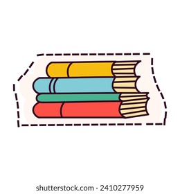 Kawaii sticker of colorful set. With a white background, this books offer a touch of playfulness to designs, making it suitable for a wide range of creative applications. Vector illustration.