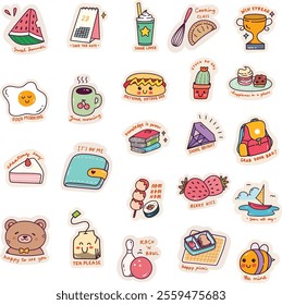 Kawaii Sticker Digital Pack EPS Illustration Cute 